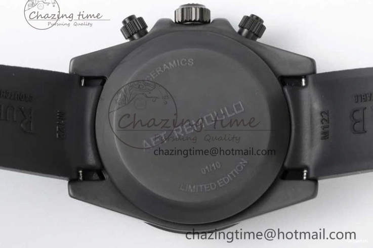 Black Black Rubber Strap on A7750 Best Daytona Ceramic Pusher Black 5GF Edition Dial Gray 0825